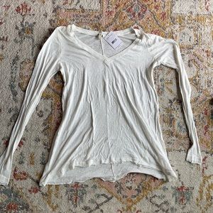 NWT Free People white v neck long sleeve, small